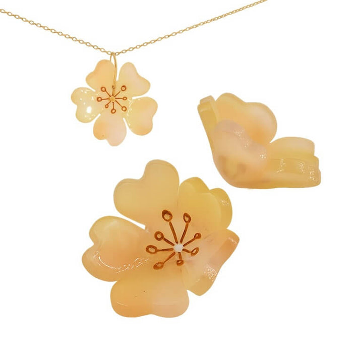 Gelbe Harzperlen Blumen 26 x 11 mm – Loch: 1 mm (2)