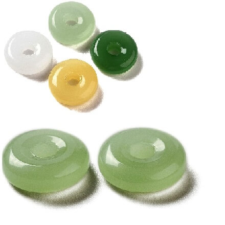 Kaufen Sie Perlen in Deutschland Donut-Rondelle-Perle, hellgrünes Jadeimitat-Glas – 10 x 3,5 mm (4)