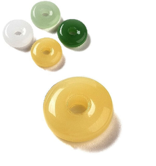 Donut-Rondelle-Glasperle, gelbe Jadeimitation – 10 x 3,5 mm (4)