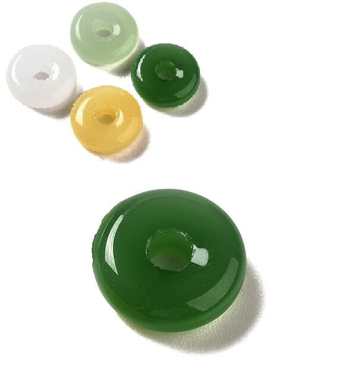 Donut-Rondelle-Glasperle, dunkelgrün, Jadeimitat – 10 x 3,5 mm (4)