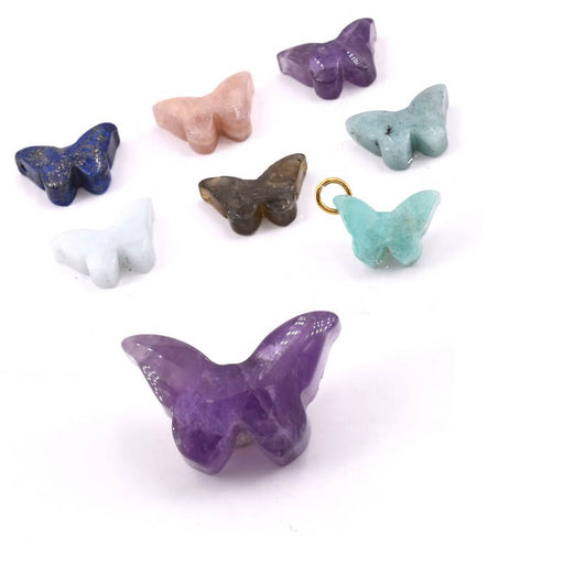 Kaufen Sie Perlen in Deutschland Geschnitzter Schmetterlingsanhänger Amethyst – 17 x 16,5 mm – Loch: 1 mm (1)