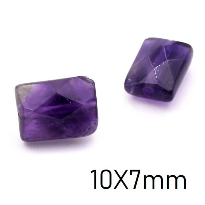 Facettierte Amethyst-Rechteckperle 10x7mm - Loch: 1mm (1)