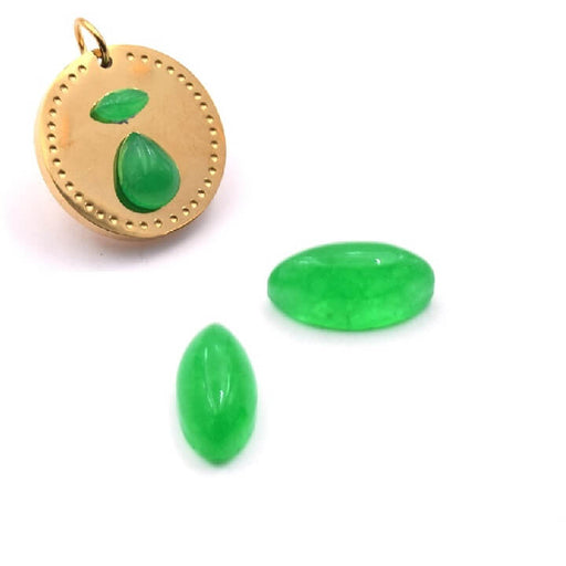 Kaufen Sie Perlen in Deutschland Ovaler Augen Cabochon aus Jade grün getönt – 5.5 mm (2)
