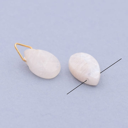 Kaufen Sie Perlen in Deutschland Tropfenanhänger facettierter Mondstein 12x8x4mm - Loch: 0.7mm (1)