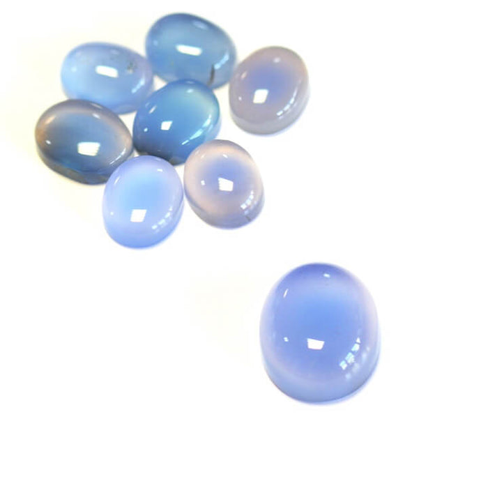 Ovaler Cabochon aus blau getöntem Achat 10x8mm (1)