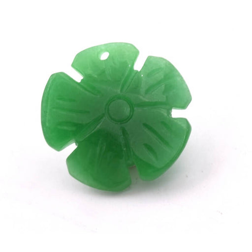 Kaufen Sie Perlen in Deutschland Grüner Jade-Blumenanhänger 22 mm – Loch 2 mm (1)
