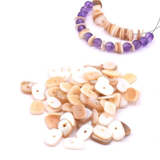 Kaufen Sie Perlen in Deutschland Heishi Muschelsplitterperlen 7-10x5-7mm - Loch: 1mm (10g)
