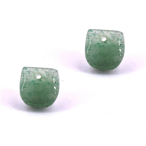 Kaufen Sie Perlen in Deutschland Halbovale grüne Aventurinperle 11x11x5mm - Loch: 1,3mm (2)