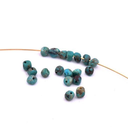 Kaufen Sie Perlen in Deutschland Natürliche türkisfarbene Nugget-Würfelperlen 3,5 x 3,5 mm – Loch: 0,8 mm (20)