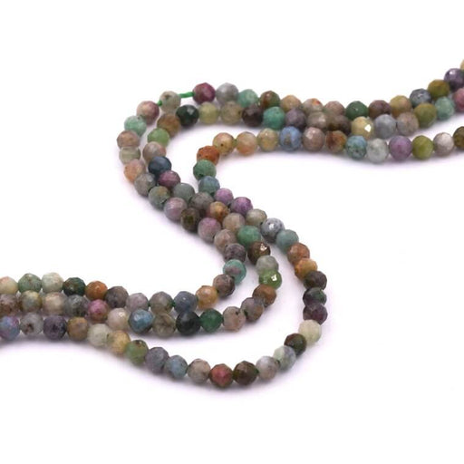 Kaufen Sie Perlen in Deutschland Facettierte runde Perle Korund und Saphir 2,5 mm (1 Strang – 38 cm)