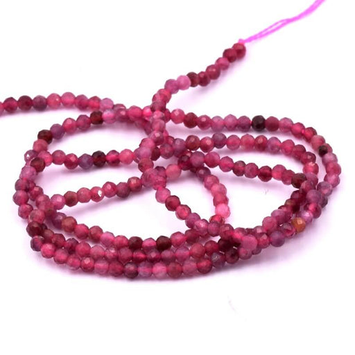 Runde Perle facettierter Turmalin rosa 2-2,5mm (1 Strang-38cm)