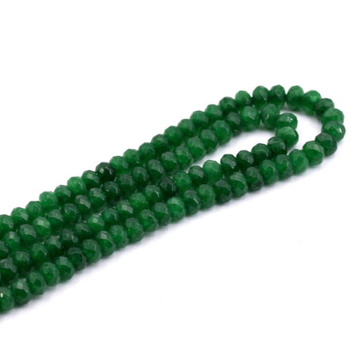 Facettierte Rondelle-Perle aus grüner Jade, 5 x 3 mm (1 Strang – 35 cm)