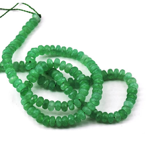 Kaufen Sie Perlen in Deutschland Facettierte Rondelle-Perle, grün getönte Jade – 4 x 2 mm (1 Strang – 37 cm)
