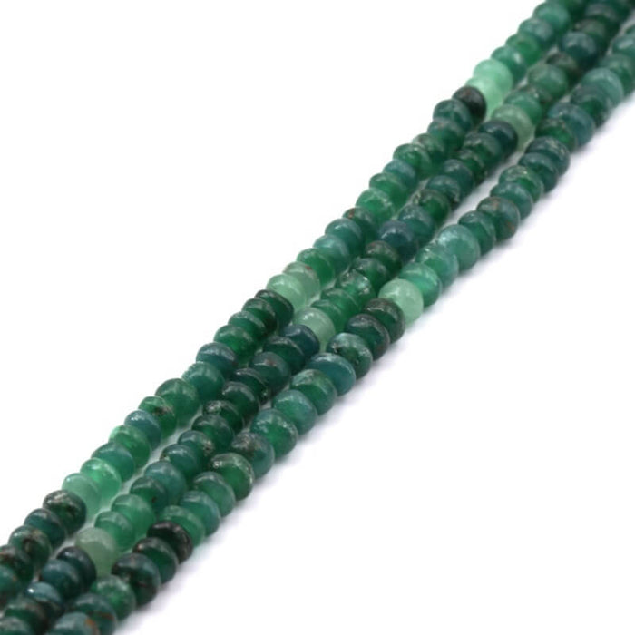 Rondellperlen grüner Onyx 4–5 x 2–4 mm Loch: 0.5 mm (1 Strang – 32 cm)