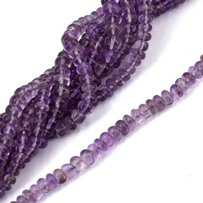 Amethyst Rondelle Perle 6x4mm - Loch: 0.5mm (1 Strang-30cm)