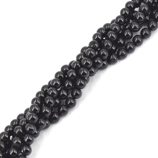 Kaufen Sie Perlen in Deutschland Schwarze Spinell-Perle. rund. 4–4.5 mm (1 Strang – 33 cm)