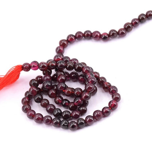 Kaufen Sie Perlen in Deutschland Runde Perle Granat 4 mm – Loch 0,6 mm (1 Strang – 32 cm)