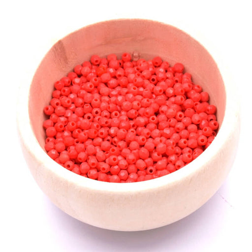Kaufen Sie Perlen in Deutschland Glasschliffperlen opaque rote Koralle, 2 mm (50)
