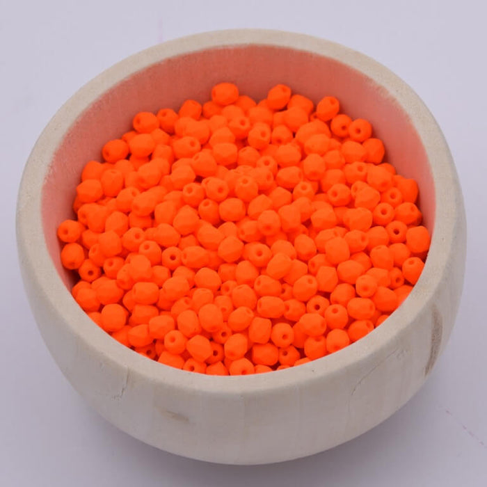 Glasschliffperlen Neon Orange 3mm (50)