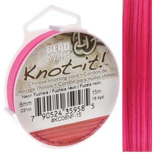 Kaufen Sie Perlen in Deutschland Geflochtene Nylondrahtschnur – 0.8 mm – Neon-Fuchsia – 15m-Spule (1)