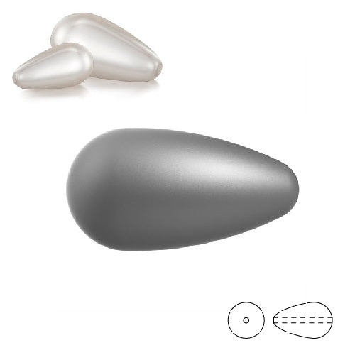 Kaufen Sie Perlen in Deutschland Birnenförmige Preciosa Dunkelgraue Birnenperlen 15x8mm (3)