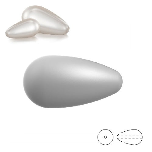 Kaufen Sie Perlen in Deutschland Birnenförmige Preciosa Hellgraue Birnenperlen 15x8mm (3)