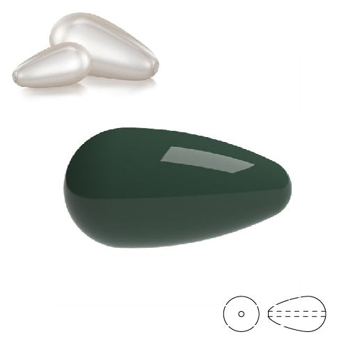 Birnenförmige Preciosa Malachit lackierte Perlen 15x8mm (3)