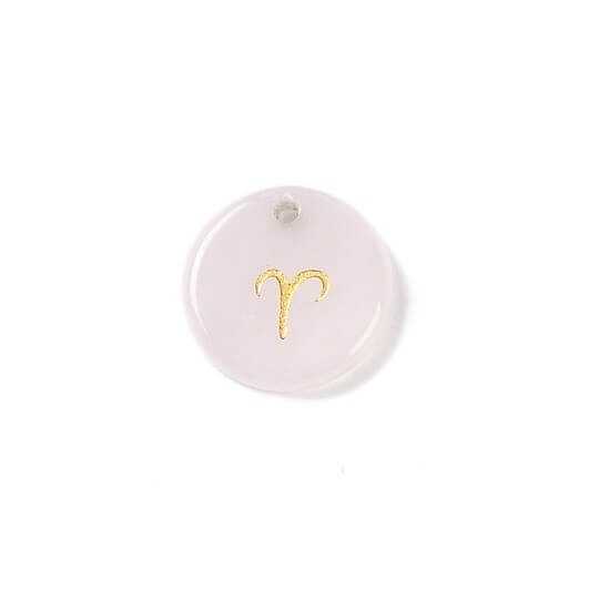 Anhänger Rosenquarz 12 mm Sternzeichen Widder – Loch: 1 mm (1)