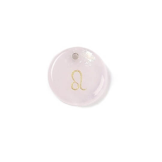 Anhänger Rosenquarz 12 mm Sternzeichen Löwe Loch: 1 mm (1)