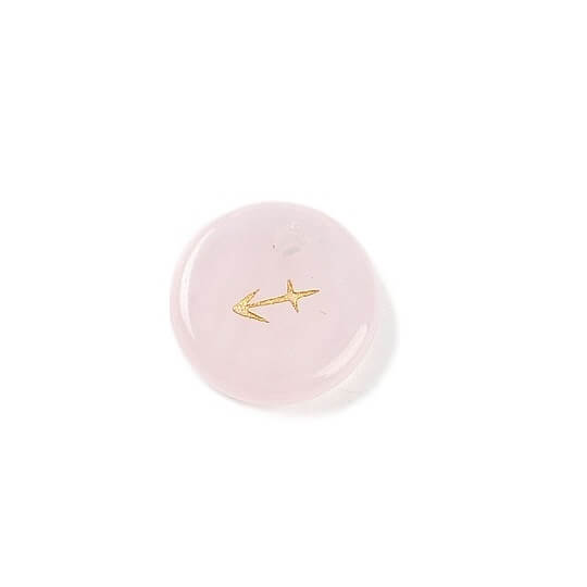 Anhänger Rosenquarz 12 mm Sternzeichen Schütze – Loch: 1 mm (1)