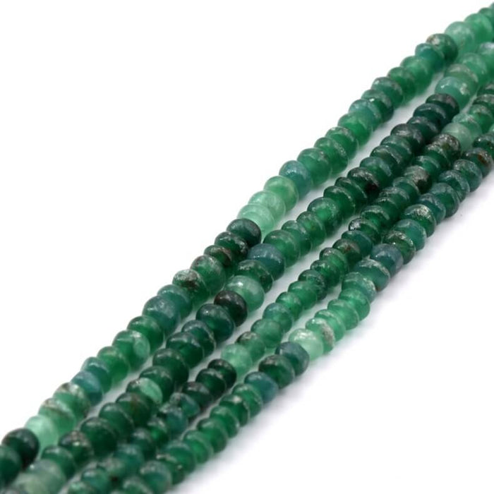 Rondellperlen grüner Onyx 4–6 x 3–5 mm Loch: 0.5 mm (1 Strang – 32 cm)