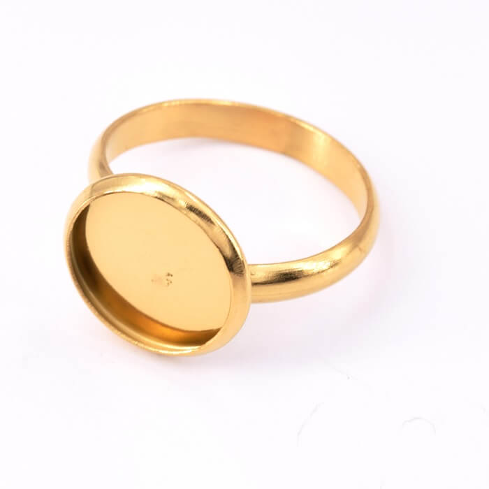 Einstellbarer Ringrohlinge für Cabochon 10 mm Goldfarbe Stahl