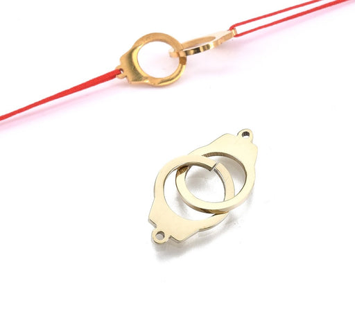 Kaufen Sie Perlen in Deutschland Handschellen Edelstahl Gold Connector 18x9mm (1)