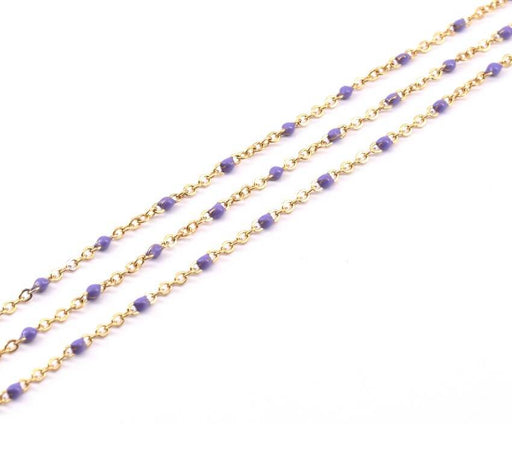 Kaufen Sie Perlen in Deutschland Edelstahl Feinkette gold mit Lila Lila Emaille 1,5x0,5mm (50cm)