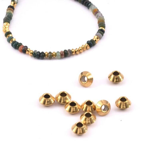 Kaufen Sie Perlen in Deutschland Heishi Perlen Edelstahl Gold 4x2mm - Loch: 1,2mm (10)
