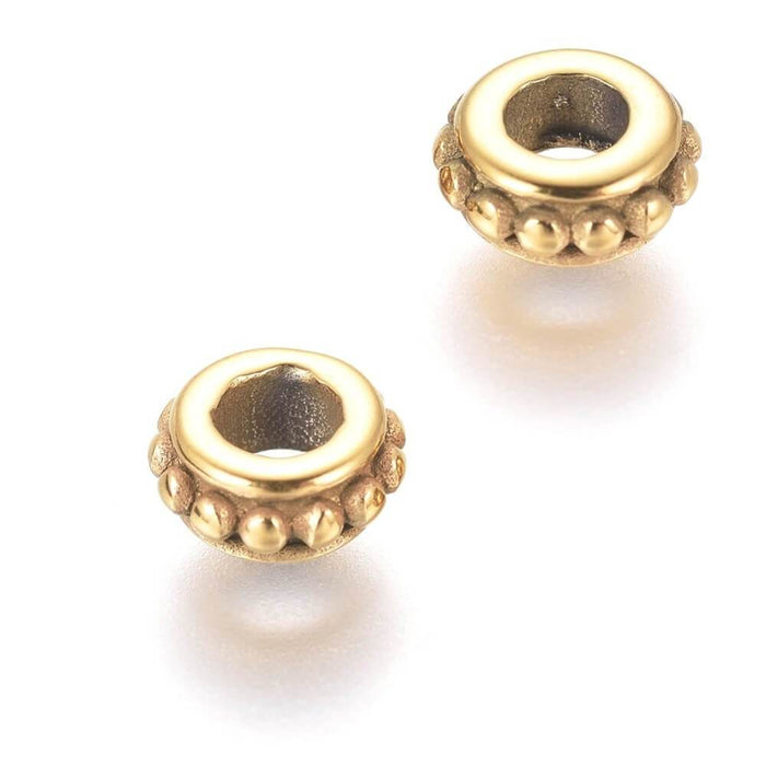 Heishi Bead Edelstahl Gold 6.5x3mm - Loch: 3mm (2)