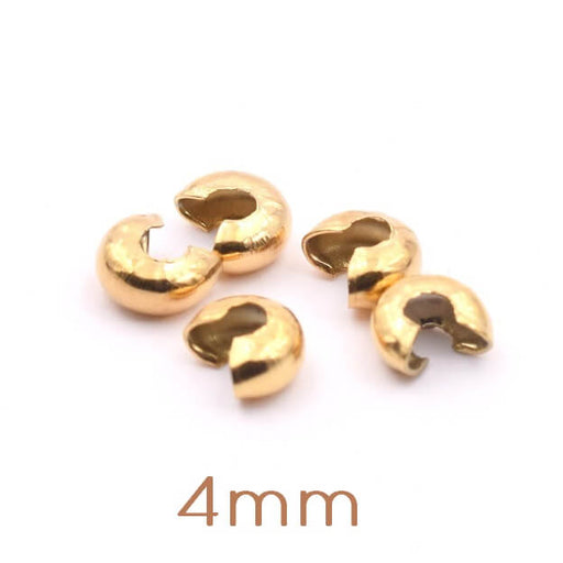 Kaufen Sie Perlen in Deutschland Quetschperlenabdeckungen Edelstahl goldfarben 4x3,5mm (5)