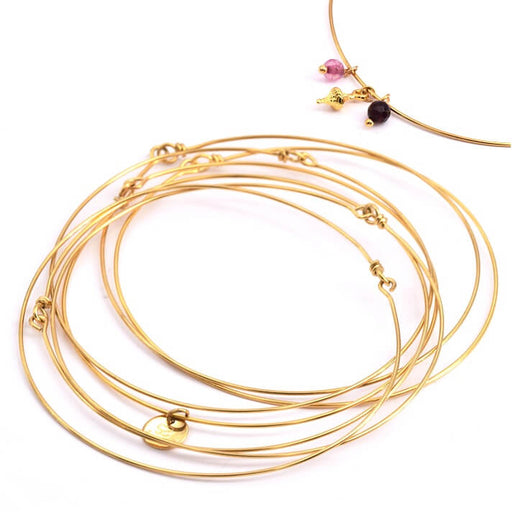 Kaufen Sie Perlen in Deutschland Armreif Dünner goldener Edelstahl - 65 mm x 0,8 mm (1 Satz von 7)
