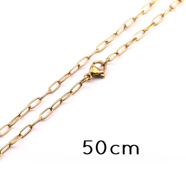 Büroklammer Dünne Kette Goldener Stahl 50cm - 5x2x0.5mm mit Verschlüssen (1)