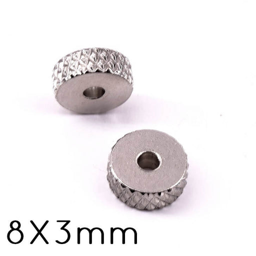 Kaufen Sie Perlen in Deutschland Edelstahl Heishi Perlen Separatoren Diamond cut 8x3mm (2)
