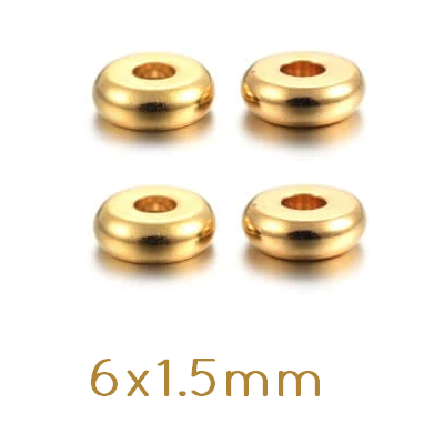 Kaufen Sie Perlen in Deutschland Heishi Perlen Edelstahl Golden 6x1.5mm Loch: 2mm (10)