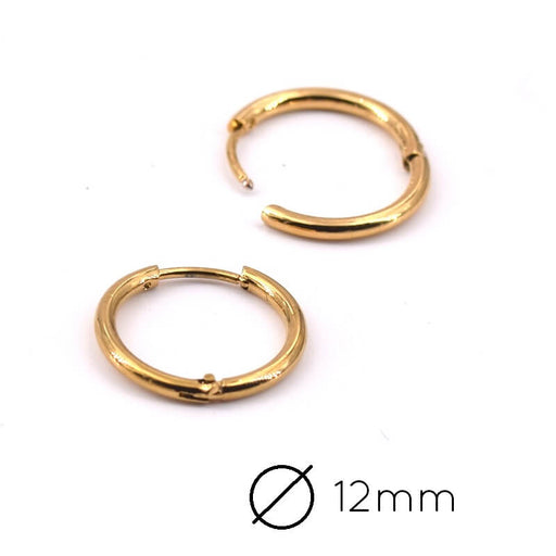 Kaufen Sie Perlen in Deutschland Huggie-Hoop-Ohrring aus Edelstahl GOLD - 15.5x1x0.6mm (2)