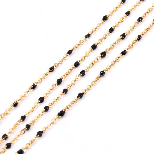 Kaufen Sie Perlen in Deutschland Kette Edelstahlfeinem und schwarzen Emaillesplittern 1,5 mm (50 cm)