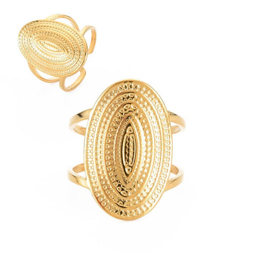 Kaufen Sie Perlen in Deutschland Ring Ovaler verstellbarer Edelstahl Gold - 8mm (1)