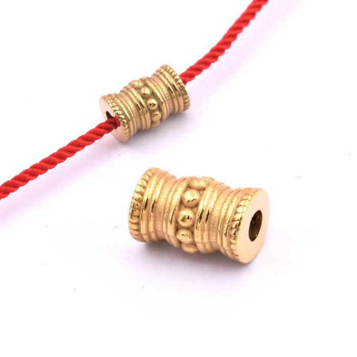 Tube Bead Zylinder Ethno Edelstahl golden - 9.5x6mm (1)