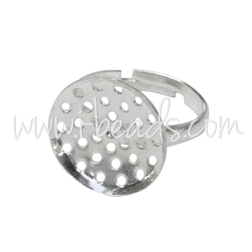 Ring mit Siebplatte Verstellbar 16mm Silberfarben (1)
