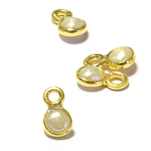 Kaufen Sie Perlen in Deutschland Charm-Anhänger Perlmutt Rund Charm-Anhänger Set in 925er Silber Gold 5mm (2)