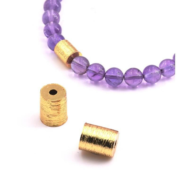 Perlenrohr Zylindersäule gestreift Messing Goldene Qualität, 4.5x7 mm, Bohrung: 2 mm (1)