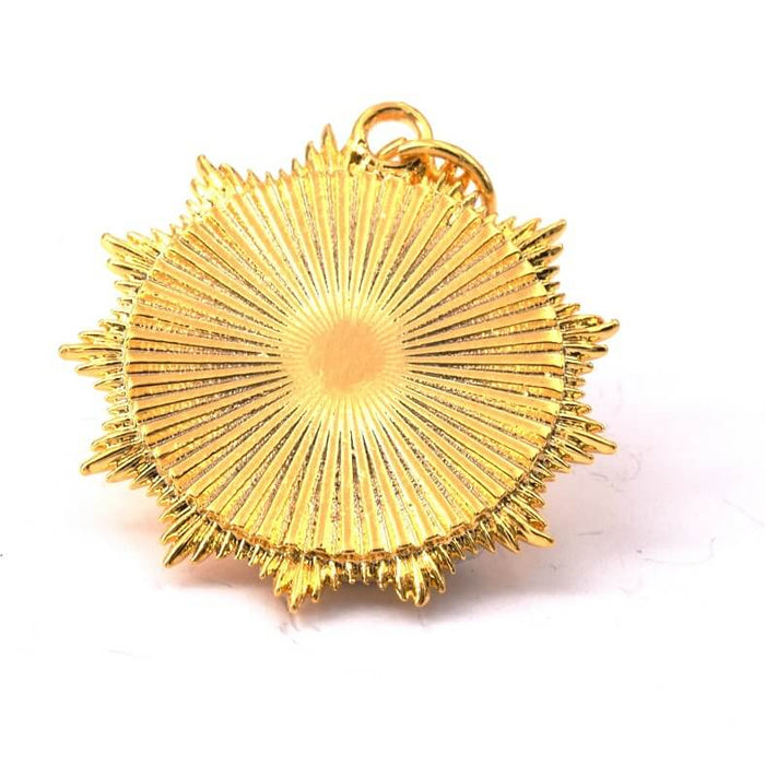 Medaillenanhänger Sonne Goldmessing für Cabochon SS16-4mm - 24mm (1)