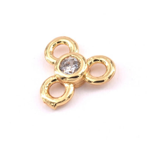 Kaufen Sie Perlen in Deutschland Verbindungsstück Trio Zirkon Crystal Goldene Messingqualität - 6,5 x 7 mm - Loch: 1,4 mm (1)